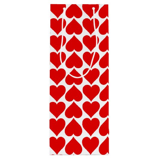 Rode harten patroon, romantisch, liefde wijn cadeautas (Achterkant)