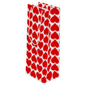 Rode harten patroon, romantisch, liefde wijn cadeautas (Achterkant Gekanteld)