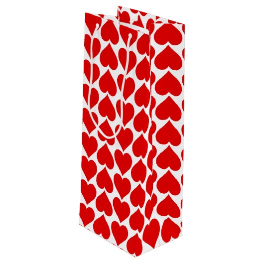 Rode harten patroon, romantisch, liefde wijn cadeautas (Achterkant Gekanteld)