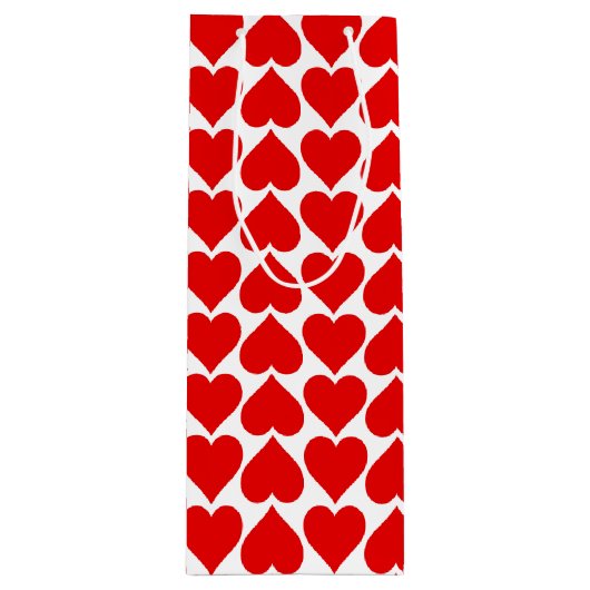 Rode harten patroon, romantisch, liefde wijn cadeautas (Voorkant)