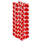 Rode harten patroon, romantisch, liefde wijn cadeautas (Voorkant Gekanteld)