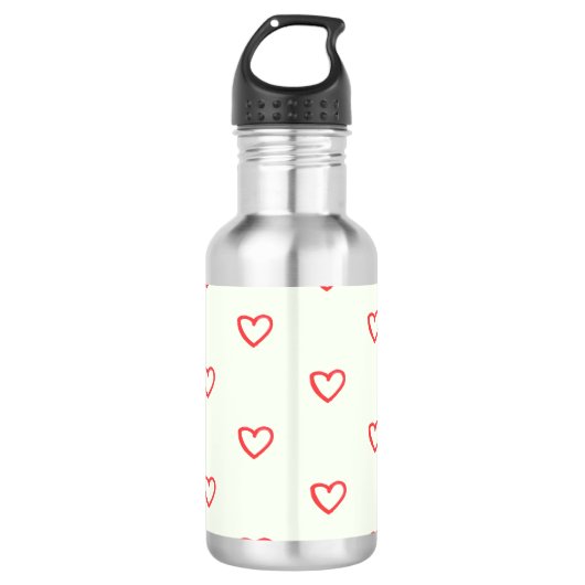 Rode Harten Patroon, Schattig, Liefde Waterfles (Voorkant)