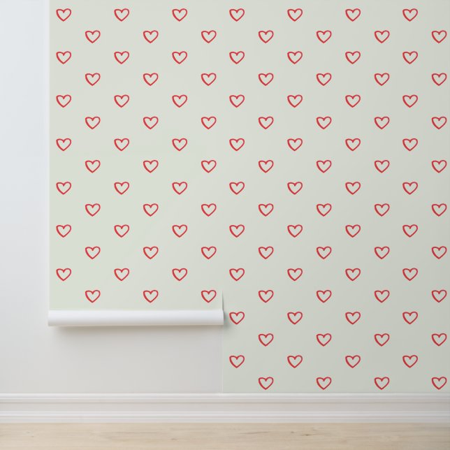 Rode harten patroon, Schattige, liefde Behang (Applicatie)