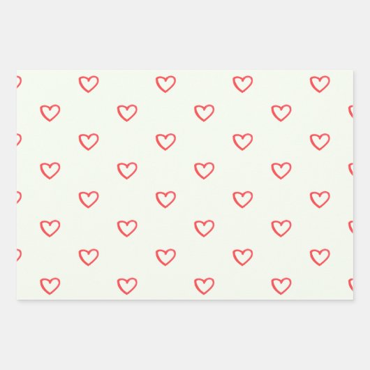 Rode harten patroon, Schattige, liefde Inpakpapier Vel (Voorkant 2)