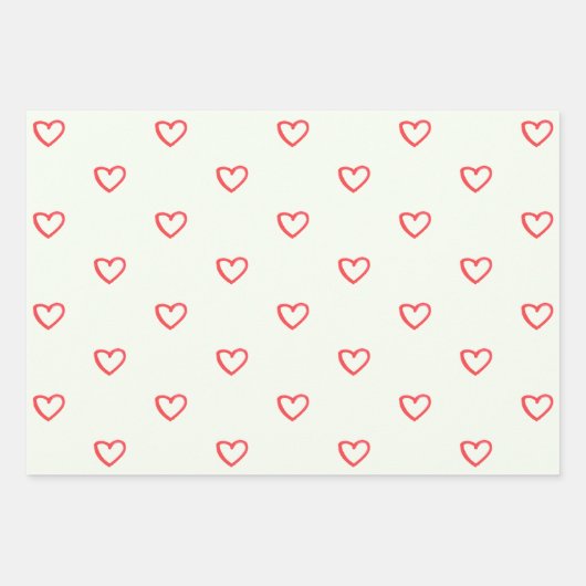 Rode harten patroon, Schattige, liefde Inpakpapier Vel (Voorkant)
