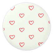 Rode harten patroon, Schattige, liefde Keramische Knop (Voorkant)
