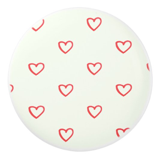 Rode harten patroon, Schattige, liefde Keramische Knop (Voorkant)