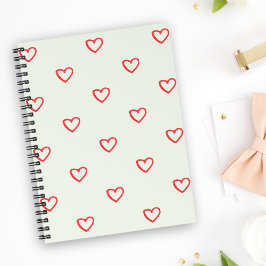 Rode harten patroon, Schattige, liefde Notitieboek