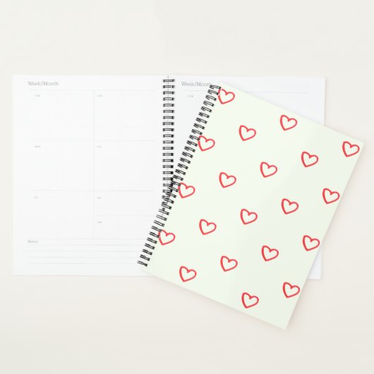 Rode harten patroon, Schattige, liefde Planner (Display)