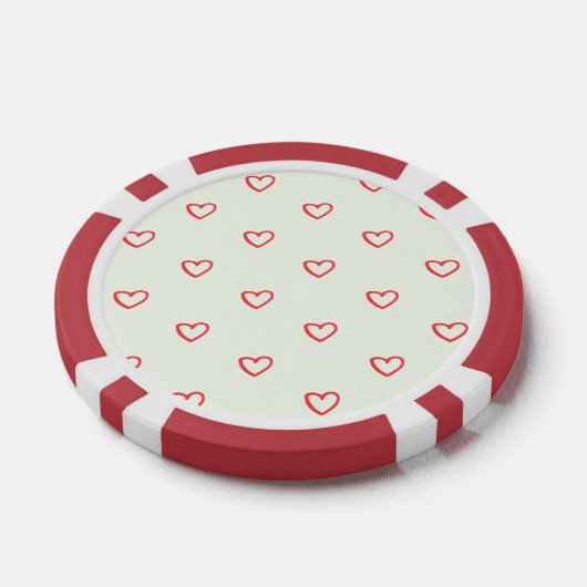 Rode harten patroon, Schattige, liefde Poker Chips (Enkel)