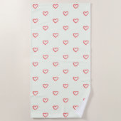 Rode harten patroon, Schattige, liefde Strandlaken (Voorkant)