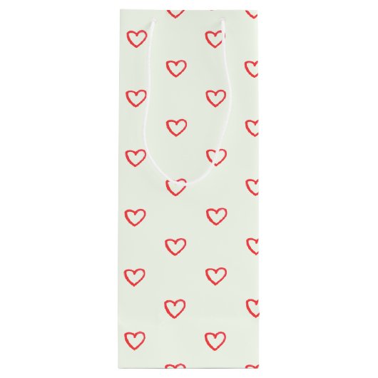 Rode harten patroon, Schattige, liefde Wijn Cadeautas (Achterkant)