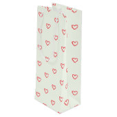 Rode harten patroon, Schattige, liefde Wijn Cadeautas (Achterkant Gekanteld)