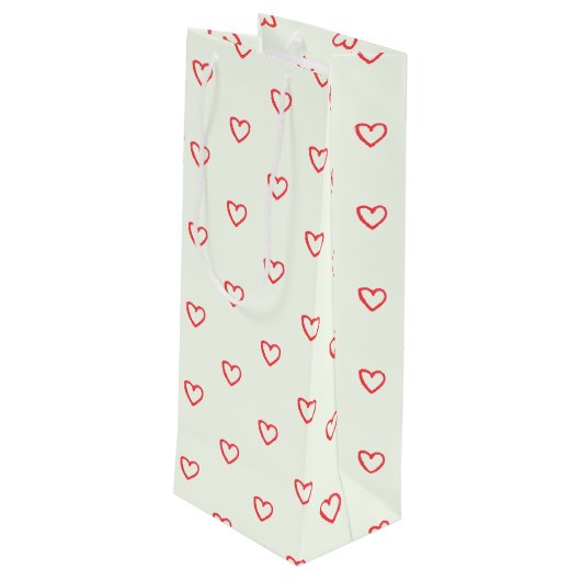 Rode harten patroon, Schattige, liefde Wijn Cadeautas (Achterkant Gekanteld)