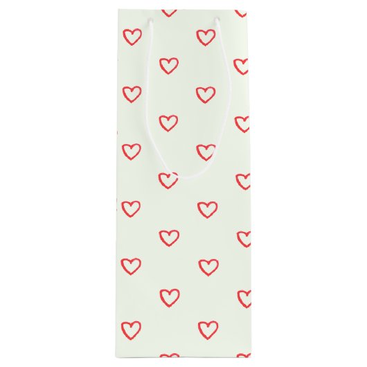 Rode harten patroon, Schattige, liefde Wijn Cadeautas (Voorkant)