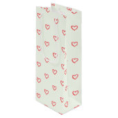 Rode harten patroon, Schattige, liefde Wijn Cadeautas (Voorkant Gekanteld)