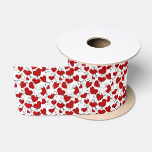 Rode harten patroon Valentijnsdag inpakpapier Satijnen Lint