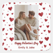 Rode Harten Patroon Valentijnsdag Sticker op Maat (Voorkant)