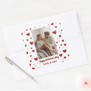 Rode Harten Patroon Valentijnsdag Sticker op Maat