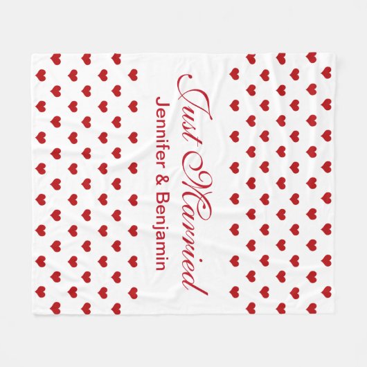 Rode Harten Persoonlijke Namen Net Getrouwd Trouwe Fleece Deken (Voorkant (Horizontaal))