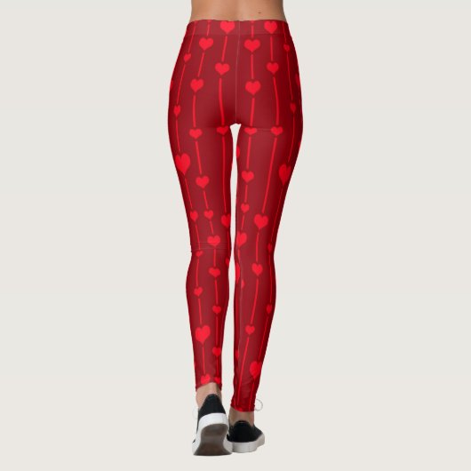 Rode harten populair patroon leggings (Achterkant)