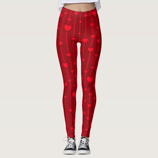 Rode harten populair patroon leggings (Voorkant)