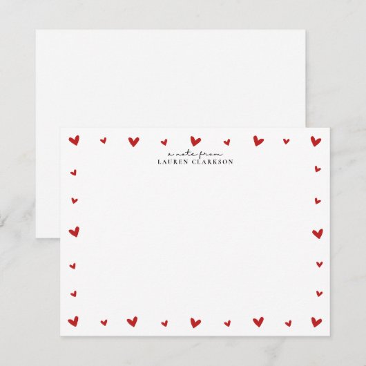Rode harten rand valentine kaart (Voorkant / Achterkant)