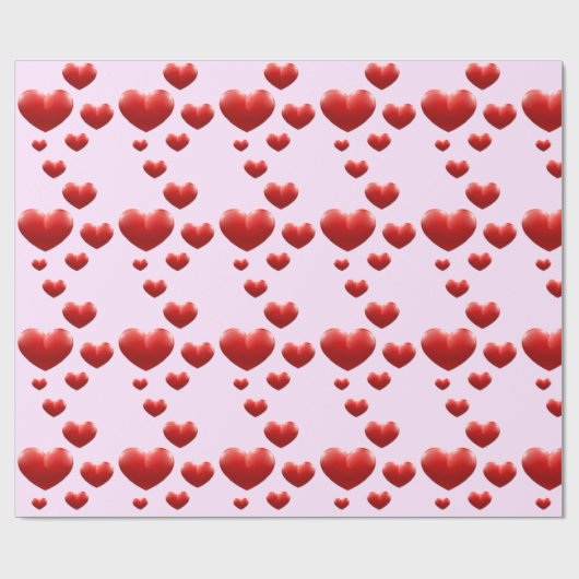 Rode harten regen op roze inpakpapier (Vlak)