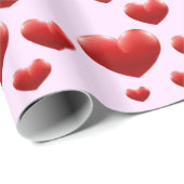 Rode harten regen op roze inpakpapier (Rol Hoek)