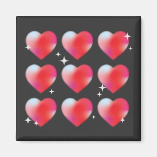 Rode harten romantische liefde, Valentijnsdag Magneet (Voorkant)