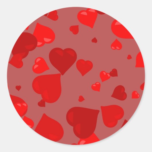 Rode harten ronde sticker (Voorkant)
