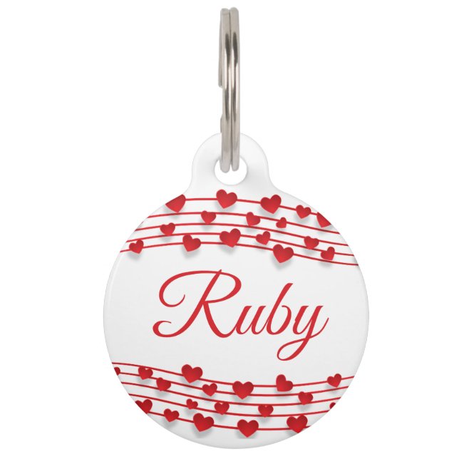 Rode harten rondom plaatje huisdierpenning (Voorkant)