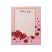 Rode harten & Roos Glitter Groot Notitieblok (Linkerzijde)