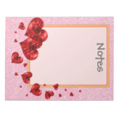 Rode harten & Roos Glitter Groot Notitieblok (Voorkant)