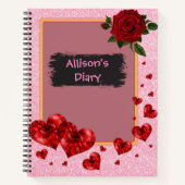 Rode harten & Roos glitter Notitieboek (Voorkant)