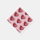 Rode harten roze bruiloft servetten (Hoek)