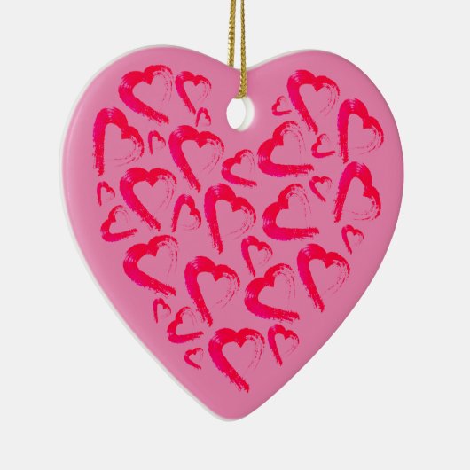 Rode harten roze keramisch Ornament (Rechts)