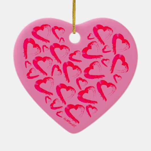 Rode harten roze keramisch Ornament (Achterkant)