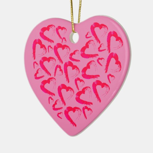 Rode harten roze keramisch Ornament (Links)