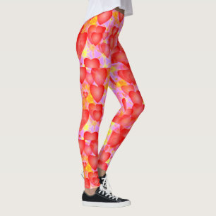 rode harten roze leggings