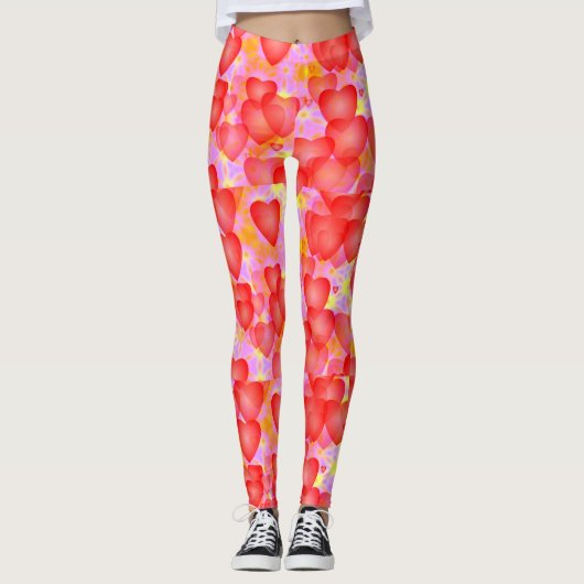 rode harten roze leggings (Voorkant)