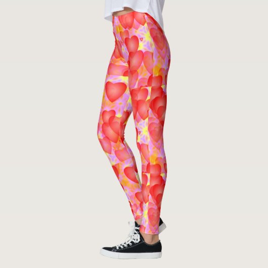 rode harten roze leggings (Links)