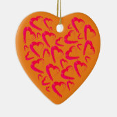 Rode harten Sinaasappel keramisch Ornament (Rechts)