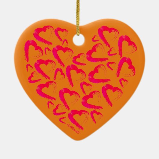 Rode harten Sinaasappel keramisch Ornament (Achterkant)