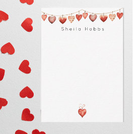 Rode Harten Slinger Valentijnsdag Personaliseerbaa Notitiekaartje