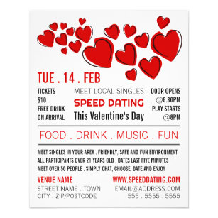 Rode harten, speed Dating Event Adverteren Flyer