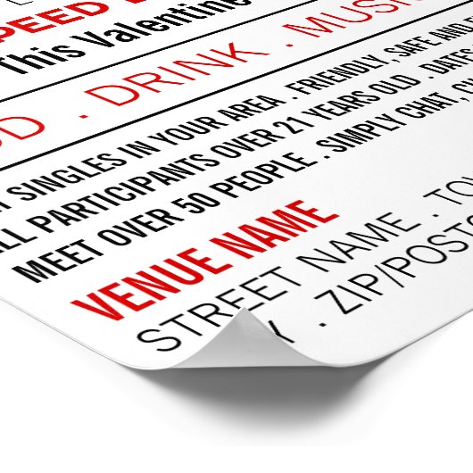 Rode harten, speed Dating Event Adverteren Poster (Hoek)