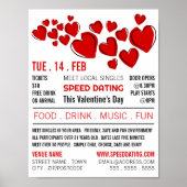 Rode harten, speed Dating Event Adverteren Poster (Voorkant)