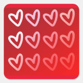 Rode harten sticker Valentijn liefde vierkante sti (Voorkant)