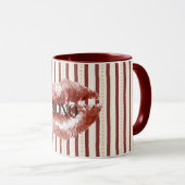 Rode Harten Strepen XOXO Kus Lippen Mok (Voorkant rechts)